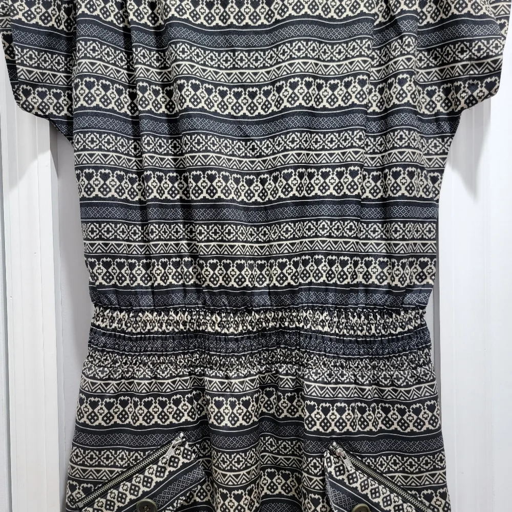 Allen B Pattern Shirt Dress with Smocked Waist - Picture 4 of 15